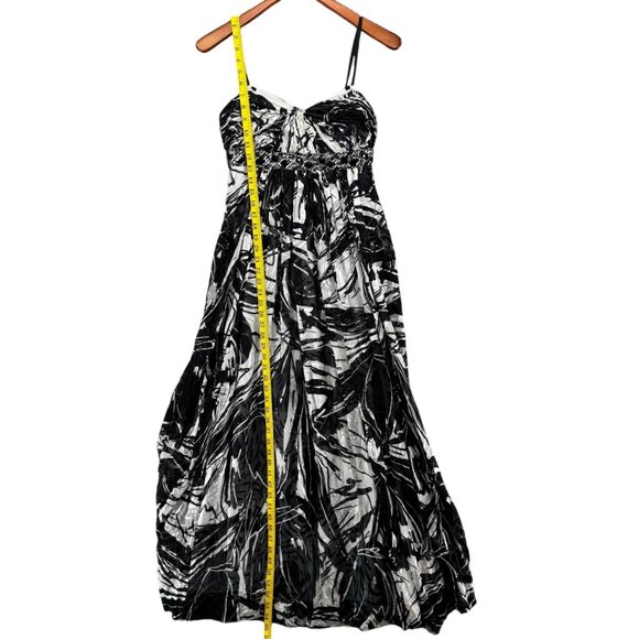 BCBGMaxAzria Maxi Dress Evening Gown Black White Strapless Silk Beaded Size 4P - Picture 10 of 15